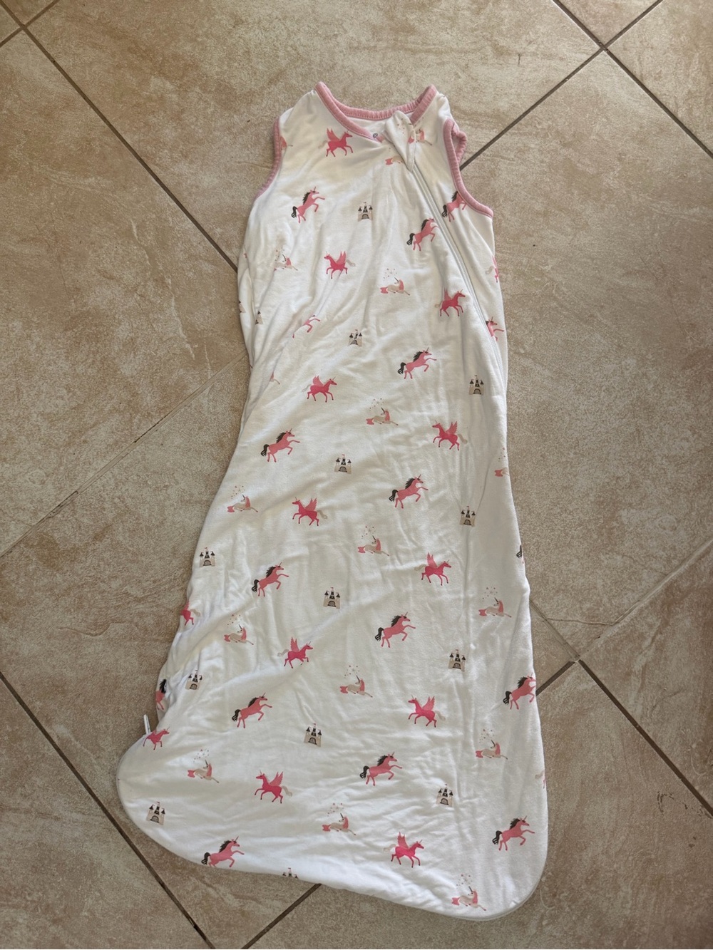 Kyte BABY White Sleep Sack with Pink Horse Print